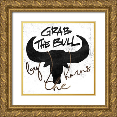 Grab The Bull Gold Ornate Wood Framed Art Print with Double Matting by Villa, Mlli