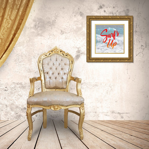 Surfs Up Gold Ornate Wood Framed Art Print with Double Matting by Villa, Mlli