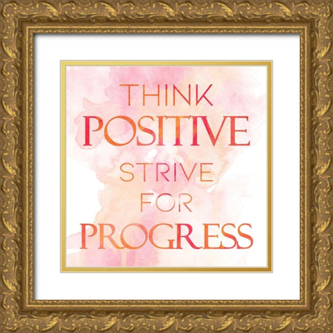 Positive Gold Ornate Wood Framed Art Print with Double Matting by Villa, Mlli