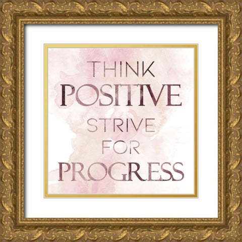 Positive Blush Gold Ornate Wood Framed Art Print with Double Matting by Villa, Mlli