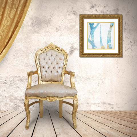 Birch Blue Mate Gold Ornate Wood Framed Art Print with Double Matting by Villa, Milli