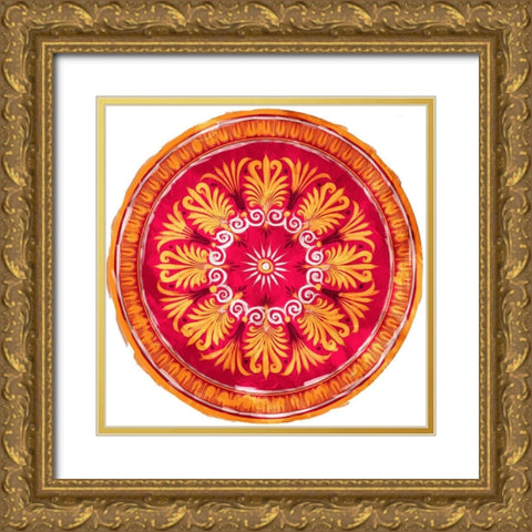 Medallion Plate Gold Ornate Wood Framed Art Print with Double Matting by Villa, Mlli