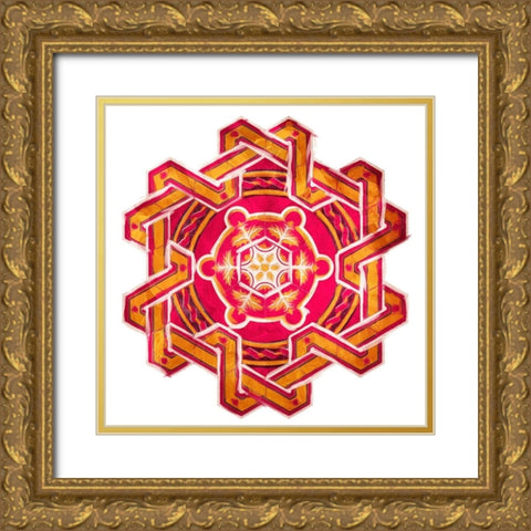 Medallion Plate Mate Gold Ornate Wood Framed Art Print with Double Matting by Villa, Mlli