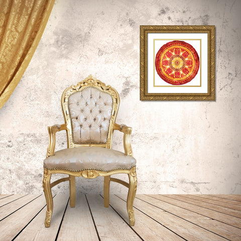 Medallion Plate Reversed Gold Ornate Wood Framed Art Print with Double Matting by Villa, Mlli