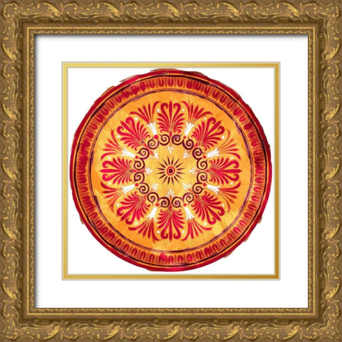 Medallion Plate Reversed Gold Ornate Wood Framed Art Print with Double Matting by Villa, Mlli