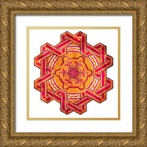 Medallion Plate Mate Reversed Gold Ornate Wood Framed Art Print with Double Matting by Villa, Mlli