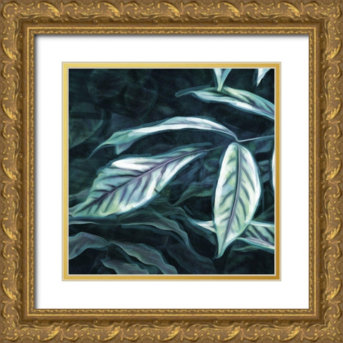 Muted Leaves Gold Ornate Wood Framed Art Print with Double Matting by Villa, Mlli