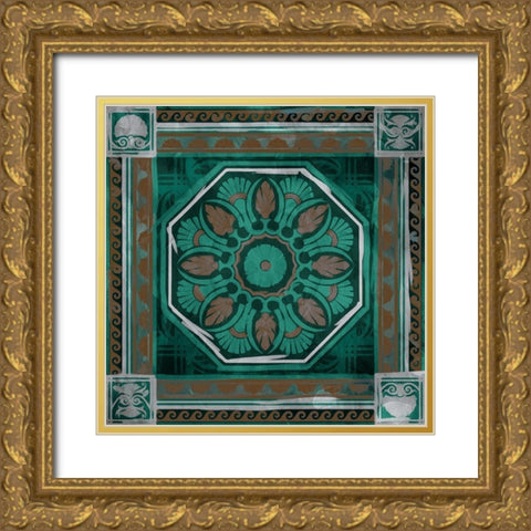 Green Brown Hot Medallion Gold Ornate Wood Framed Art Print with Double Matting by Villa, Milli