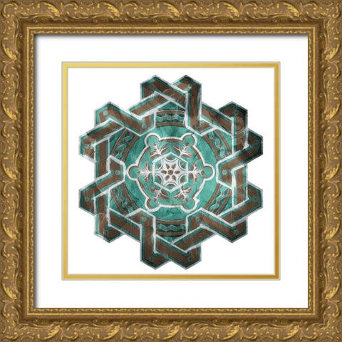 GB Medallion Plate Mate Gold Ornate Wood Framed Art Print with Double Matting by Villa, Mlli