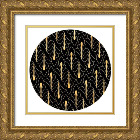 Night Palm Circle Gold Ornate Wood Framed Art Print with Double Matting by Villa, Milli