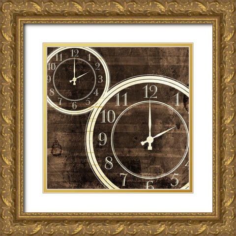 Wood Clocks Gold Ornate Wood Framed Art Print with Double Matting by Villa, Mlli