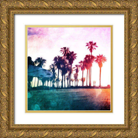Surf On The Boardwalk Gold Ornate Wood Framed Art Print with Double Matting by Villa, Mlli