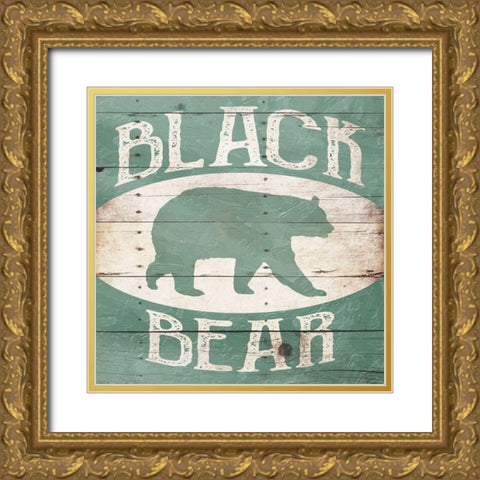 Black Bear Gold Ornate Wood Framed Art Print with Double Matting by Villa, Mlli