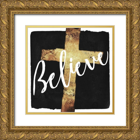 Believe Gold Ornate Wood Framed Art Print with Double Matting by Villa, Mlli