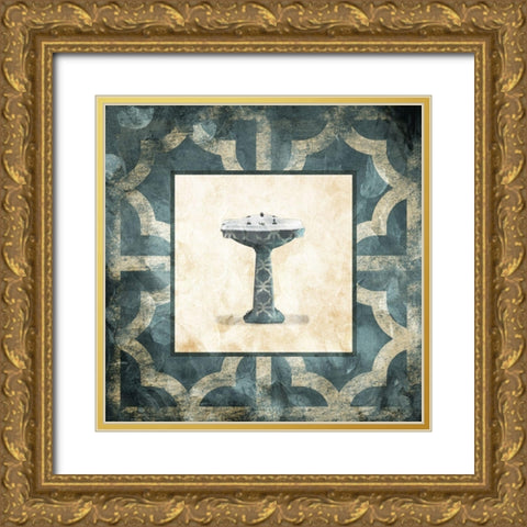 Muted Blue Sink Gold Ornate Wood Framed Art Print with Double Matting by Villa, Mlli