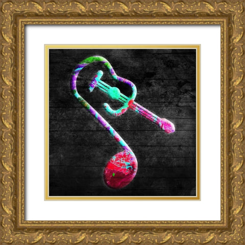 Guitar Notes Gold Ornate Wood Framed Art Print with Double Matting by Villa, Mlli