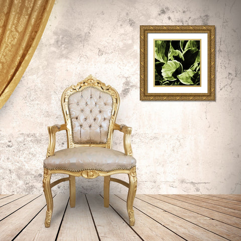 Green Hue Leaves 2 Gold Ornate Wood Framed Art Print with Double Matting by Villa, Mlli