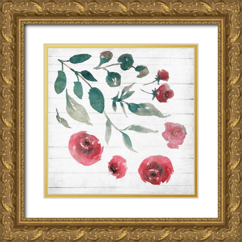 White Wash Flower 2 Gold Ornate Wood Framed Art Print with Double Matting by Villa, Mlli