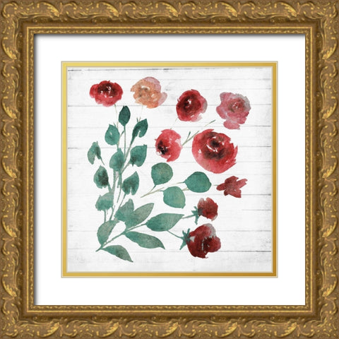 White Wash Flower 2 Gold Ornate Wood Framed Art Print with Double Matting by Villa, Mlli