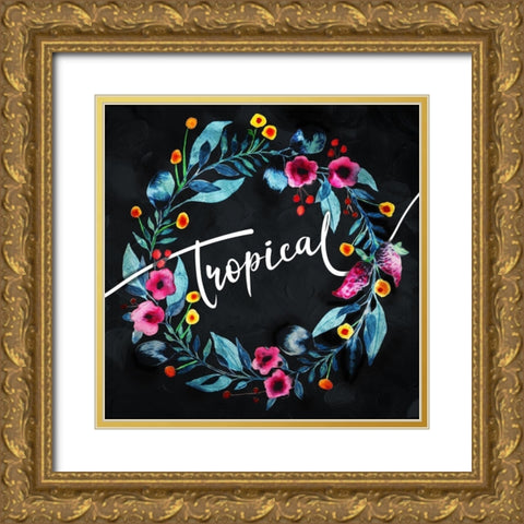 Tropical Reef Gold Ornate Wood Framed Art Print with Double Matting by Villa, Mlli