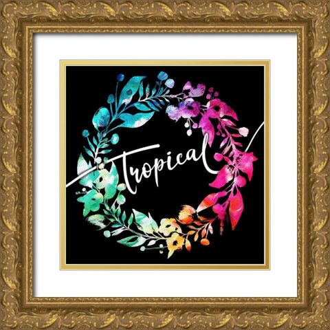 Colorful Tropical Reef Gold Ornate Wood Framed Art Print with Double Matting by Villa, Mlli