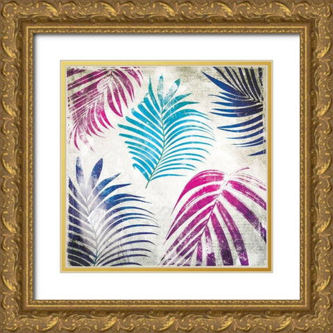 Colorful Palms Mate Gold Ornate Wood Framed Art Print with Double Matting by Villa, Mlli