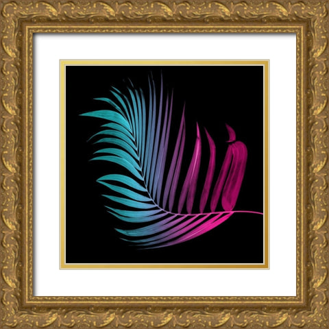 Neon Palms Two Gold Ornate Wood Framed Art Print with Double Matting by Villa, Mlli