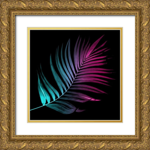 Neon Palms Three Gold Ornate Wood Framed Art Print with Double Matting by Villa, Mlli