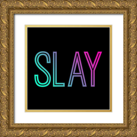 Neon Slay Gold Ornate Wood Framed Art Print with Double Matting by Villa, Mlli