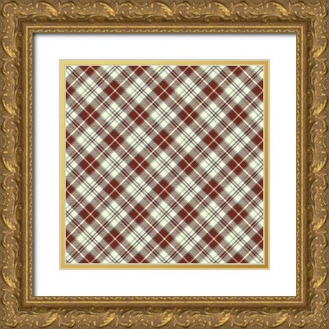Lodge Plaid Gold Ornate Wood Framed Art Print with Double Matting by Villa, Mlli