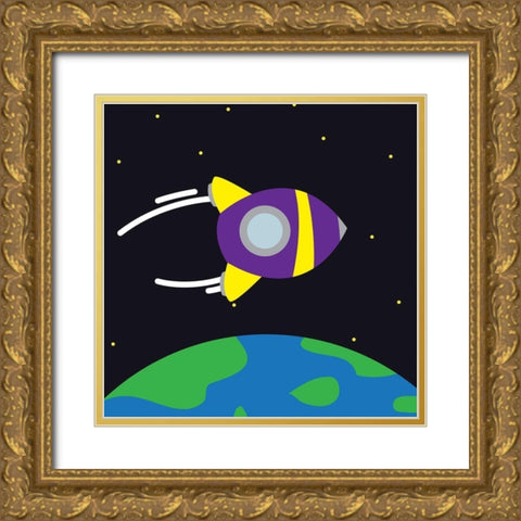 Into Space Mate Gold Ornate Wood Framed Art Print with Double Matting by Villa, Mlli