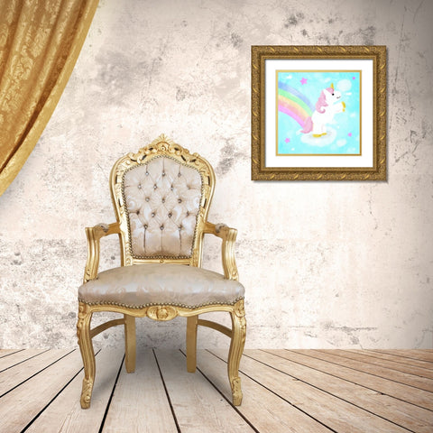 Unicorn Gold Ornate Wood Framed Art Print with Double Matting by Villa, Mlli