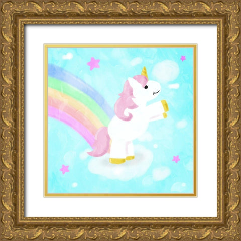 Unicorn Gold Ornate Wood Framed Art Print with Double Matting by Villa, Mlli