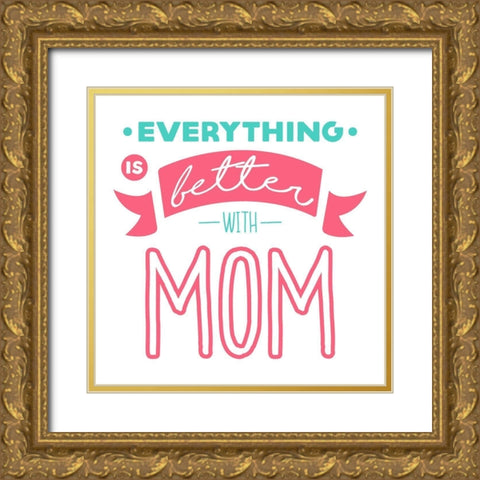 With Mom Gold Ornate Wood Framed Art Print with Double Matting by Villa, Mlli