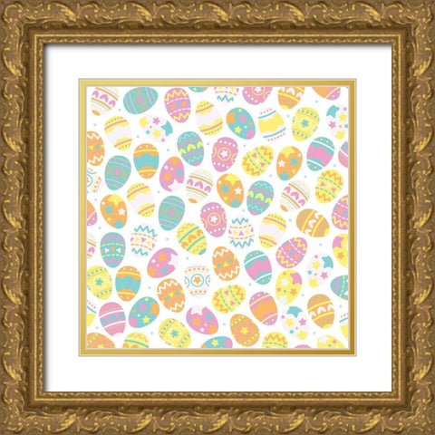 Easter Eggs Gold Ornate Wood Framed Art Print with Double Matting by Villa, Mlli