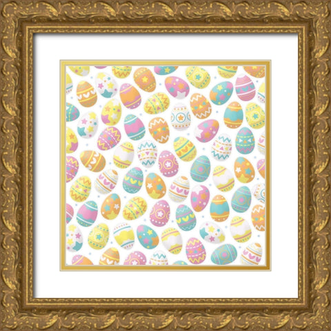 Easter Eggs Pop Gold Ornate Wood Framed Art Print with Double Matting by Villa, Mlli