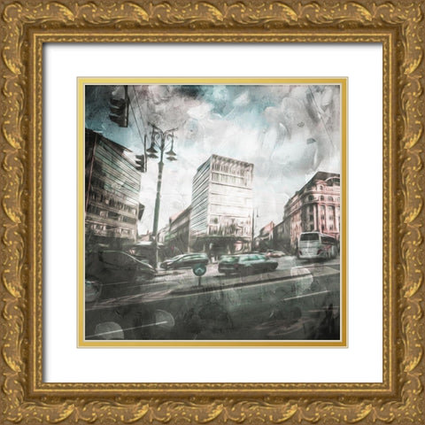 Budapest Streets Gold Ornate Wood Framed Art Print with Double Matting by Villa, Mlli