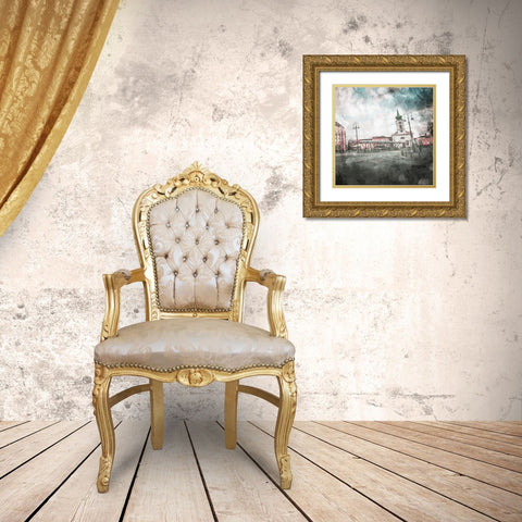 Budapest Streets Mate Gold Ornate Wood Framed Art Print with Double Matting by Villa, Mlli
