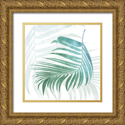 Neutral Palms Mate Gold Ornate Wood Framed Art Print with Double Matting by Villa, Mlli