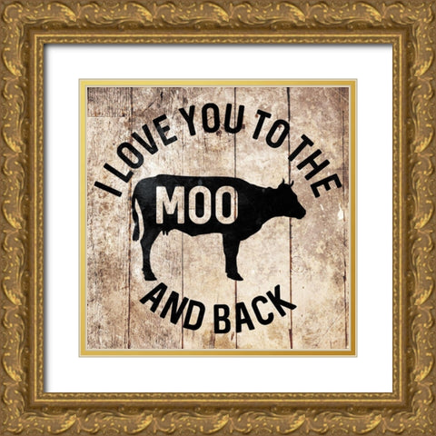 Moo And Back Gold Ornate Wood Framed Art Print with Double Matting by Villa, Mlli