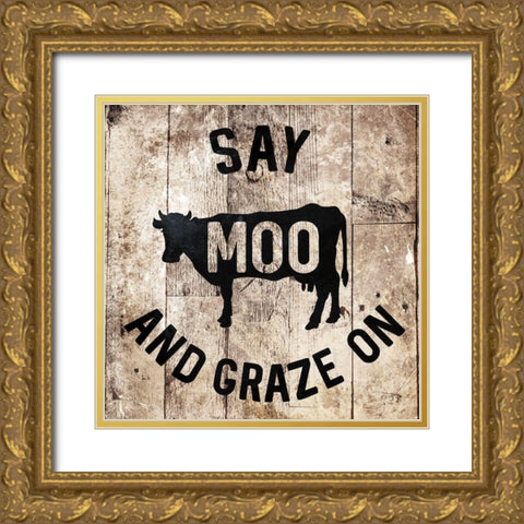 Say Moo Gold Ornate Wood Framed Art Print with Double Matting by Villa, Milli