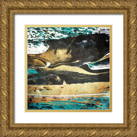 Teal Desert Gold Ornate Wood Framed Art Print with Double Matting by Villa, Mlli