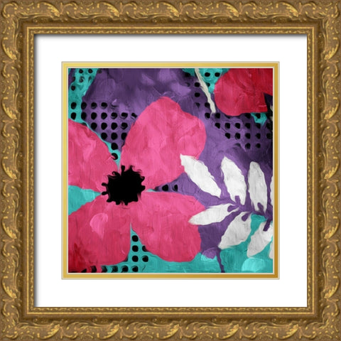Flower Bunch Three Gold Ornate Wood Framed Art Print with Double Matting by Villa, Mlli