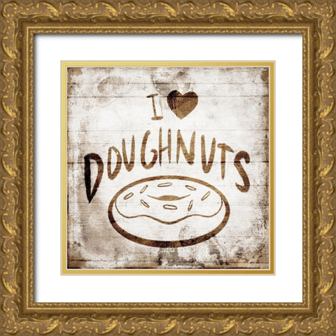 I Love Doughnuts Gold Ornate Wood Framed Art Print with Double Matting by Villa, Mlli