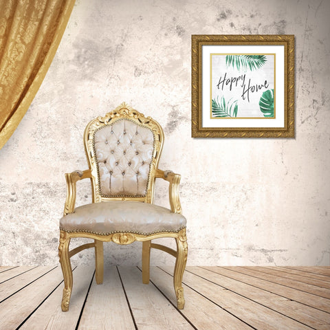 Happy Home Gold Ornate Wood Framed Art Print with Double Matting by Villa, Mlli
