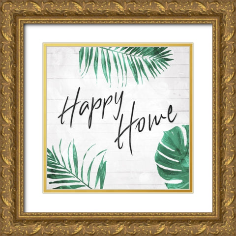Happy Home Gold Ornate Wood Framed Art Print with Double Matting by Villa, Mlli