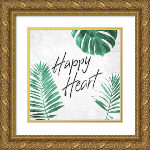 Happy Heart Gold Ornate Wood Framed Art Print with Double Matting by Villa, Mlli