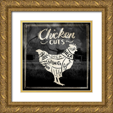 Chicken Cuts Gold Ornate Wood Framed Art Print with Double Matting by Villa, Mlli