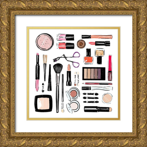 Make Up Tools Gold Ornate Wood Framed Art Print with Double Matting by Villa, Mlli