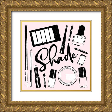 Shade Of Pink Gold Ornate Wood Framed Art Print with Double Matting by Villa, Mlli